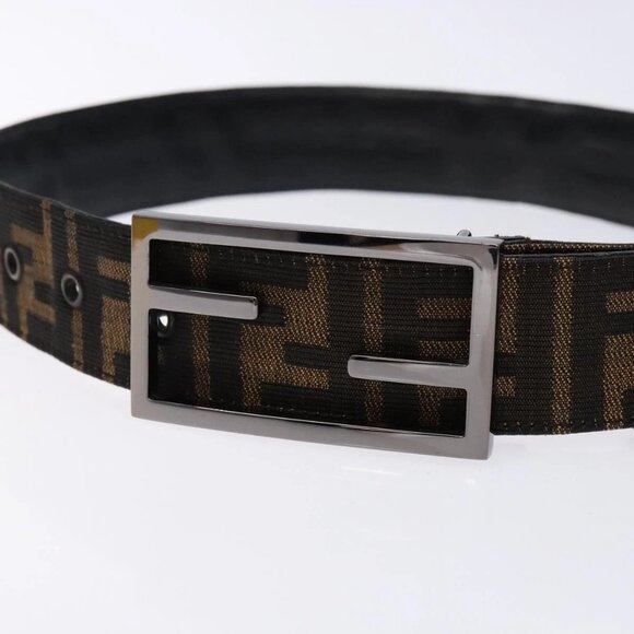 FENDI Zucca Canvas Belt Black Brown Auth 133498 main image 11
